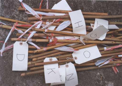 Labelled up canes for site work.